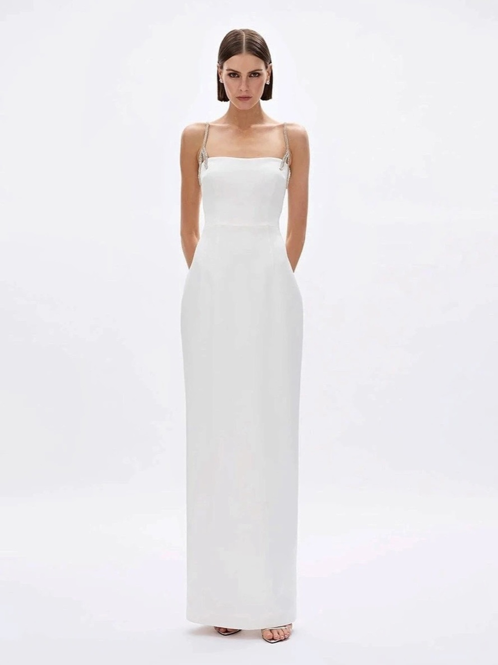 Rachel Gilbert Leora Rhinestone Strap Gown